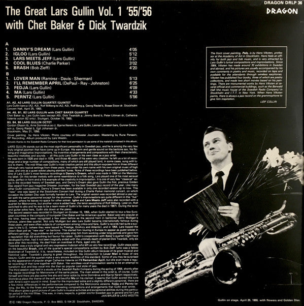 Lars Gullin With Chet Baker & Dick Twardzik : The Great Lars Gullin Vol. 1 '55/'56 (LP, Comp, RP)