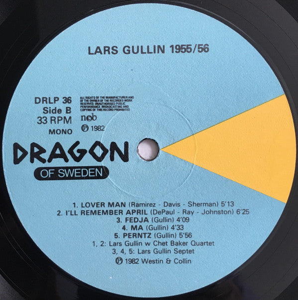 Lars Gullin With Chet Baker & Dick Twardzik : The Great Lars Gullin Vol. 1 '55/'56 (LP, Comp, RP)