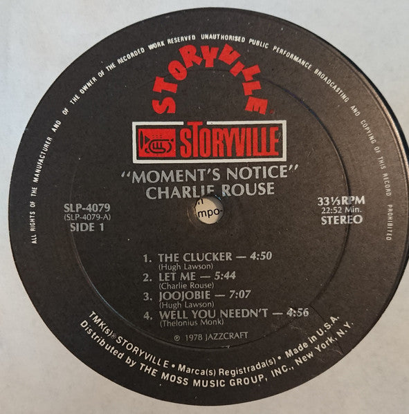 Charlie Rouse ~ Moment's Notice (Vinyl) - Djungel & Jazz