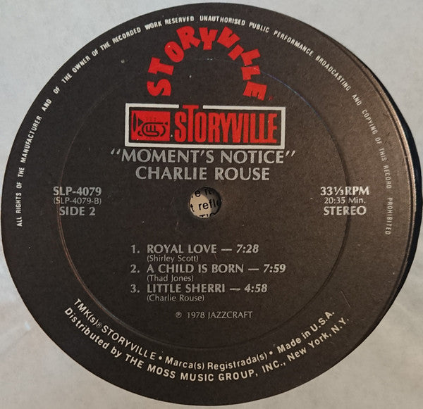 Charlie Rouse ~ Moment's Notice (Vinyl) - Djungel & Jazz