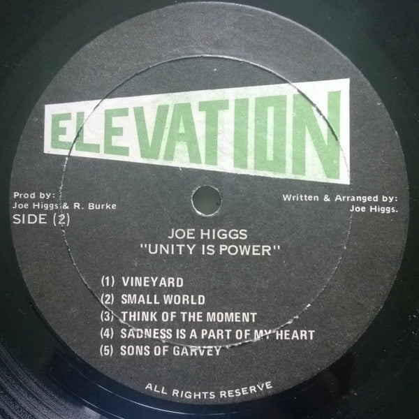 Joe Higgs : Unity Is Power (LP, Album)
