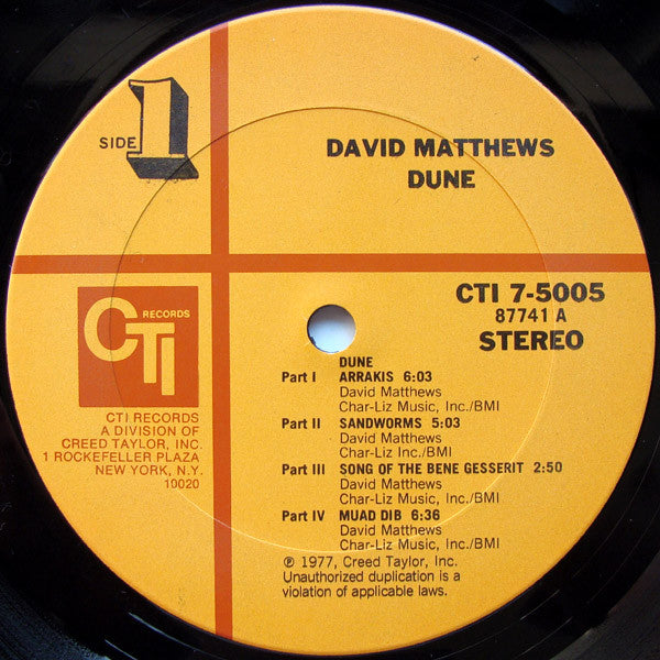David Matthews ~ Dune (Vinyl) - Djungel & Jazz