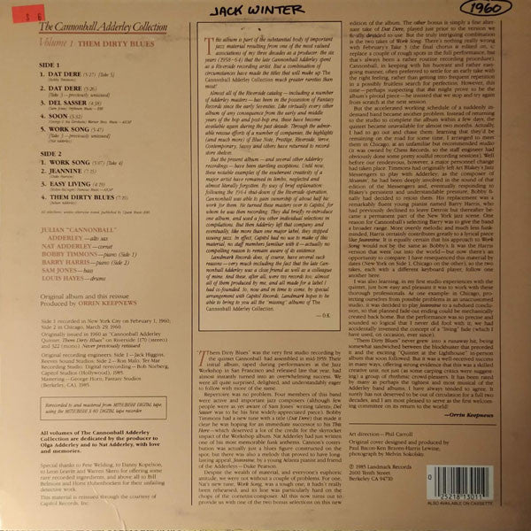 The Cannonball Adderley Quintet ~ Them Dirty Blues (Vinyl) - Djungel & Jazz