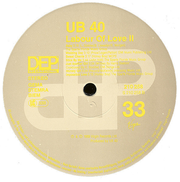 UB40 : Labour Of Love II (LP, Album)