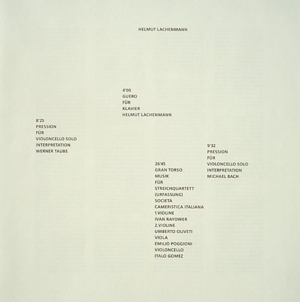 Helmut Lachenmann : Gran Torso · Guero · Pression (LP)