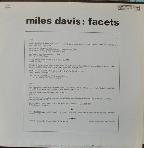 Miles Davis ~ Facets (Vinyl) - Djungel & Jazz