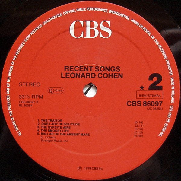 Leonard Cohen ~ Recent Songs (Vinyl) - Djungel & Jazz