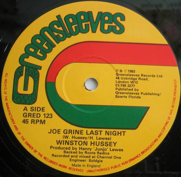 Winston Hussey ~ Joe Grine Last Night (Vinyl) - Djungel & Jazz