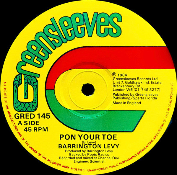 Barrington Levy : Pon Your Toe (12")