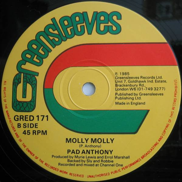 Pad Anthony : Respect Due / Molly Molly (12")