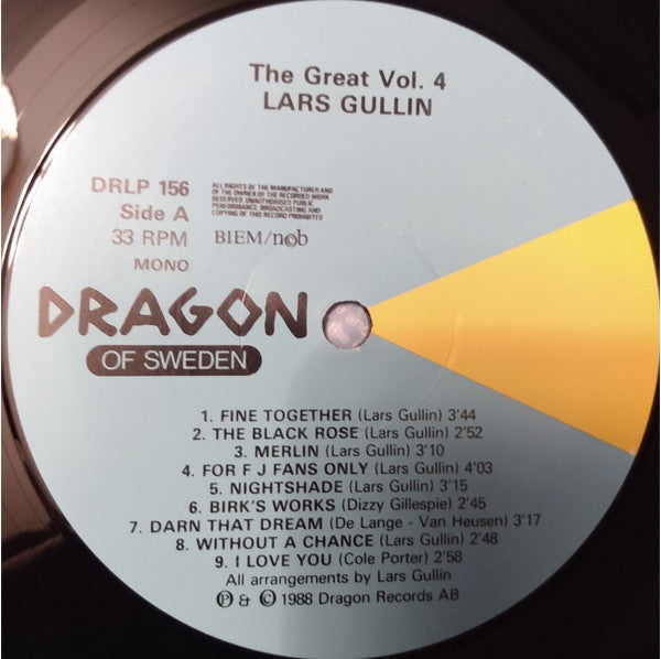 Lars Gullin With Rolf Billberg & Harry Bäcklund ~ The Great Lars Gullin Vol. 4 1959/60 (Vinyl) - Djungel & Jazz