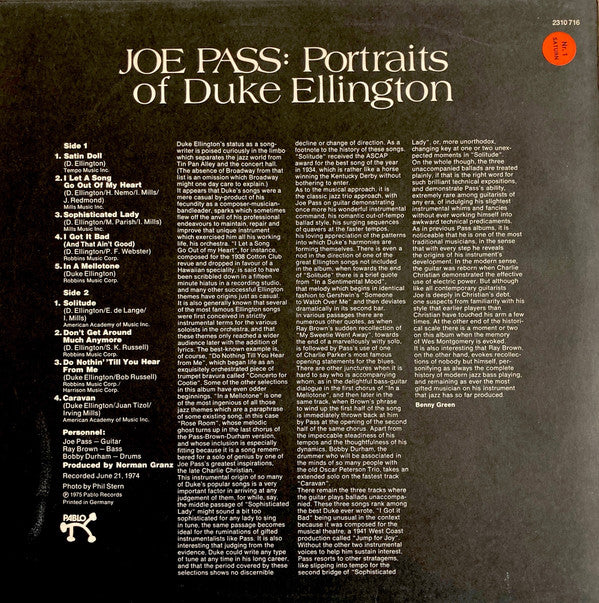 Joe Pass ~ Portraits Of Duke Ellington (Vinyl) - Djungel & Jazz
