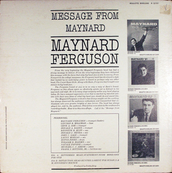 Maynard Ferguson : Message From Maynard (LP, Album, Mono)