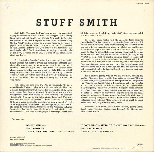 Stuff Smith ~ Stuff Smith (Vinyl) - Djungel & Jazz