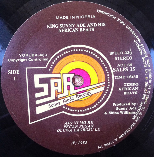 King Sunny Adé (G.M.A.-G.O.H.) And His African Beats ~ Ajoo (Vinyl) - Djungel & Jazz