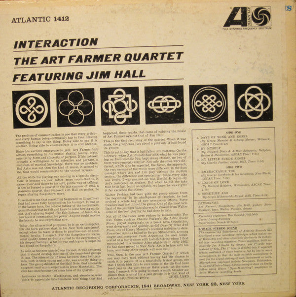 Art Farmer Quartet Featuring Jim Hall ~ Interaction (Vinyl) - Djungel & Jazz