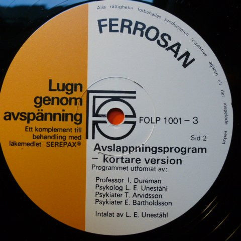 Lars-Eric Uneståhl ~ Lugn Genom Avspänning (Vinyl) - Djungel & Jazz