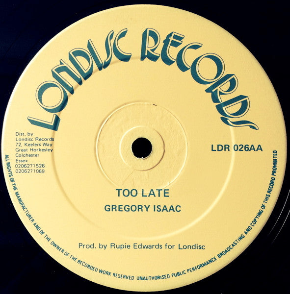 Gregory Isaac* : Lonely Man / Too Late (12")
