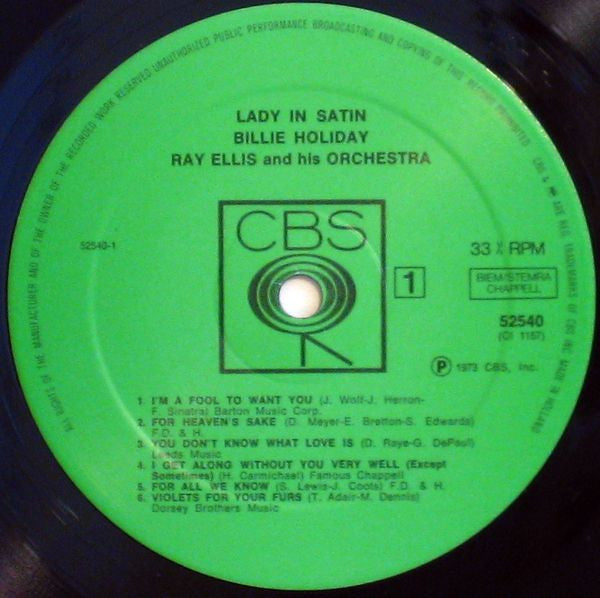 Billie Holiday With Ray Ellis And His Orchestra ~ Lady In Satin (Vinyl) - Djungel & Jazz