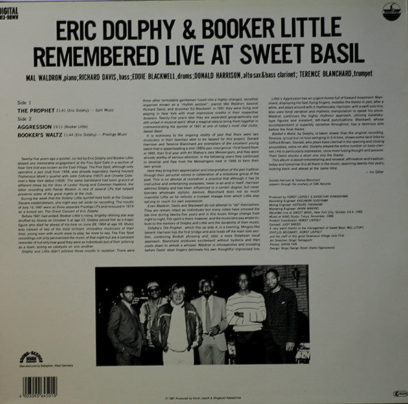 Mal Waldron, Richard Davis (2), Eddie Blackwell*, Donald Harrison, Terence Blanchard : Eric Dolphy & Booker Little Remembered Live At Sweet Basil (LP, Album)