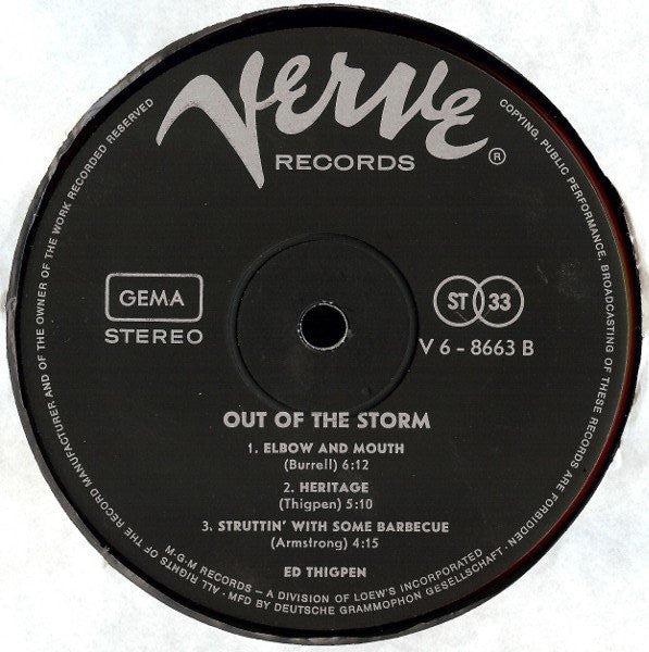 Ed Thigpen ~ Out Of The Storm (Vinyl) - Djungel & Jazz