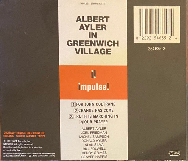 Albert Ayler ~ In Greenwich Village (Vinyl) - Djungel & Jazz