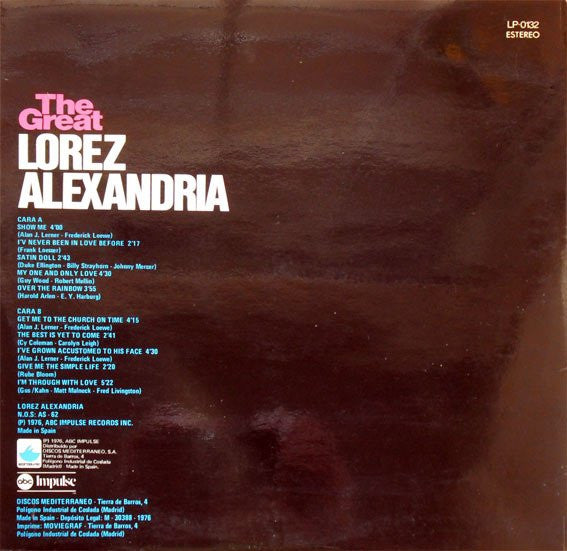 Lorez Alexandria : The Great Lorez Alexandria (LP, Album, RE, Gat)