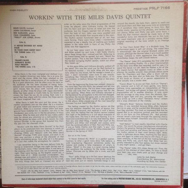 The Miles Davis Quintet ~ Workin' With The Miles Davis Quintet (Vinyl) - Djungel & Jazz