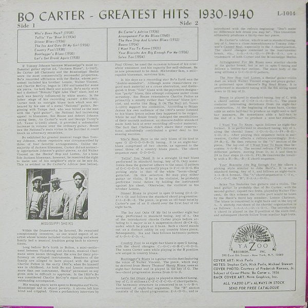 Bo Carter ~ Greatest Hits 1930-1940 (Vinyl) - Djungel & Jazz