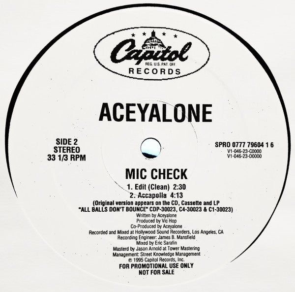 Aceyalone : Mic Check (12", Promo)
