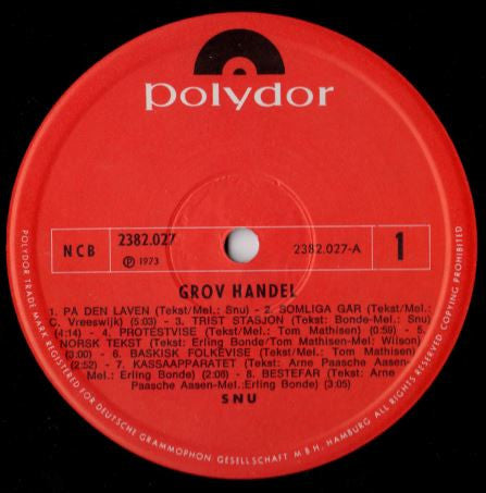 Snu ~ Grov Handel (Vinyl) - Djungel & Jazz