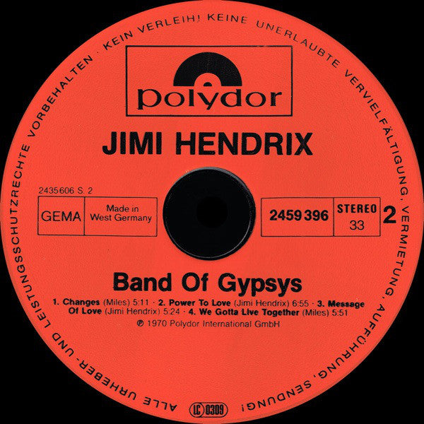 Hendrix* : Band Of Gypsys (LP, Album, RE)