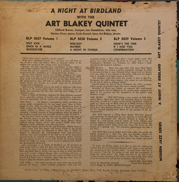 Art Blakey Quintet ~ A Night At Birdland, Vol. 3 (Vinyl) - Djungel & Jazz