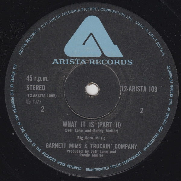 Garnett Mims & Truckin' Company* : What It Is (12", Single, Ltd)