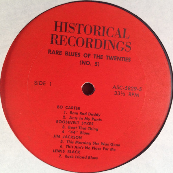Various : Rare Blues Of The Twenties No. 5 1927-1930 (LP, Comp, Ltd, Bro)