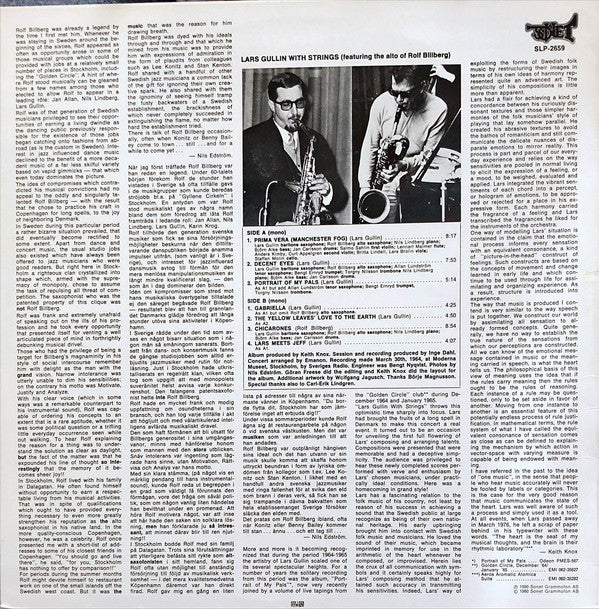 Lars Gullin ~ Lars Gullin With Strings (Featuring The Alto Saxophone Of Rolf Billberg) (Vinyl) - Djungel & Jazz