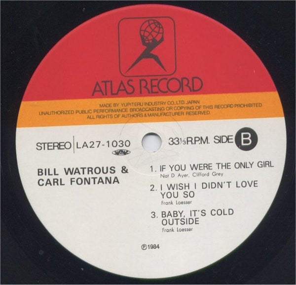 Bill Watrous & Carl Fontana ~ Bill Watrous & Carl Fontana (Vinyl) - Djungel & Jazz