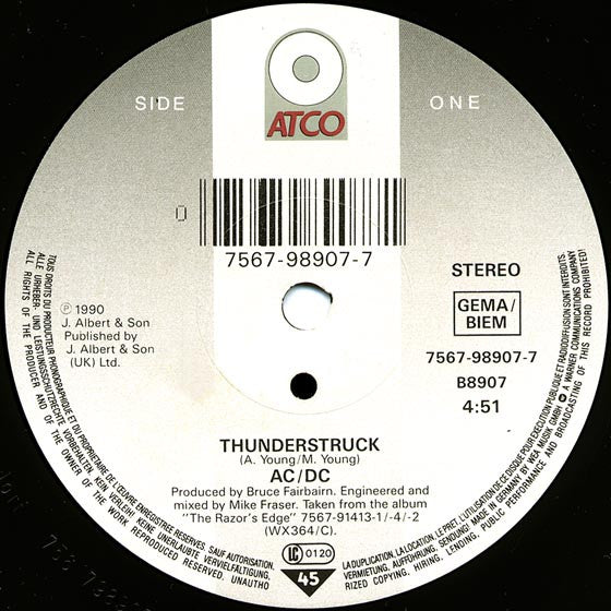 AC/DC : Thunderstruck (7", Single)
