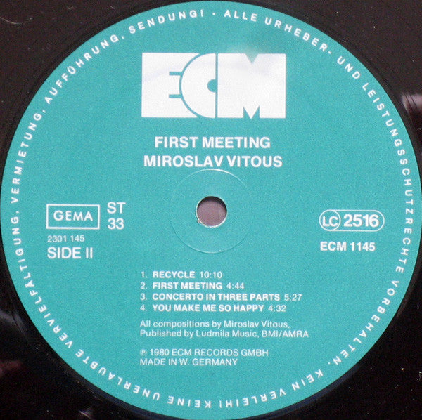 Miroslav Vitous ~ First Meeting (Vinyl) - Djungel & Jazz