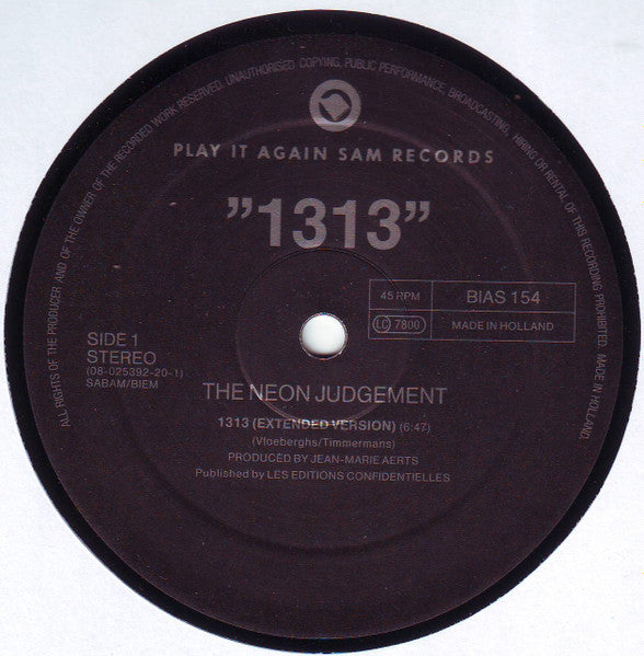 The Neon Judgement ~ 1313 (Vinyl) - Djungel & Jazz