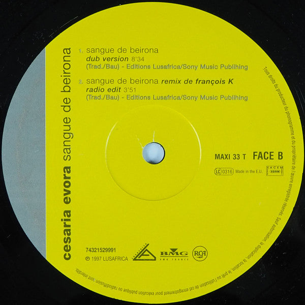 Cesaria Evora : Sangue De Beirona (Remix De François K) (12", Maxi)
