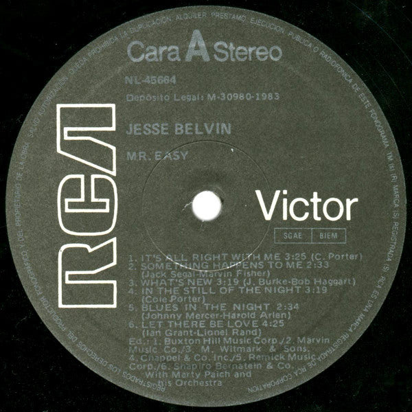 Jesse Belvin Featuring Art Pepper With Marty Paich Orchestra ~ Mr. Easy (Vinyl) - Djungel & Jazz