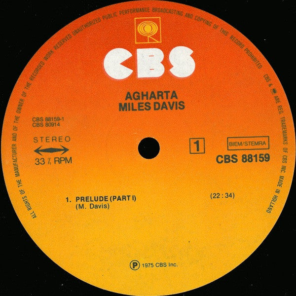 Miles Davis ~ Agharta (Vinyl) - Djungel & Jazz