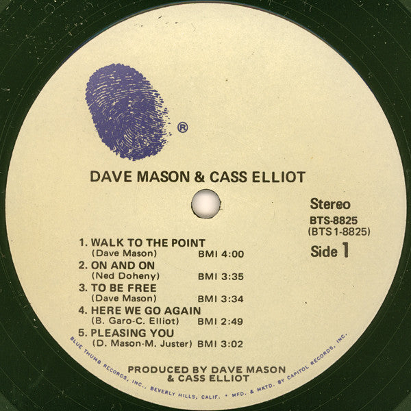 Dave Mason & Cass Elliot ~ Dave Mason & Cass Elliot (Vinyl) - Djungel & Jazz