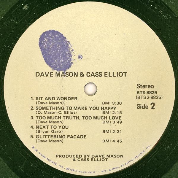 Dave Mason & Cass Elliot ~ Dave Mason & Cass Elliot (Vinyl) - Djungel & Jazz