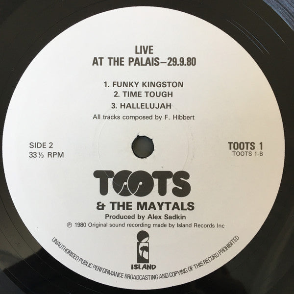 Toots & The Maytals : Live At The Palais 29.9.80 (Limited Edition Pre-Release Copy) (LP, Ltd, Num)