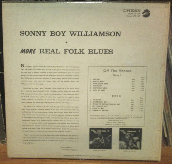 Sonny Boy Williamson ~ More Real Folk Blues (Vinyl) - Djungel & Jazz
