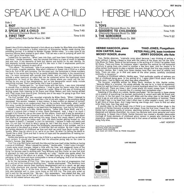 Herbie Hancock ~ Speak Like A Child (Vinyl) - Djungel & Jazz