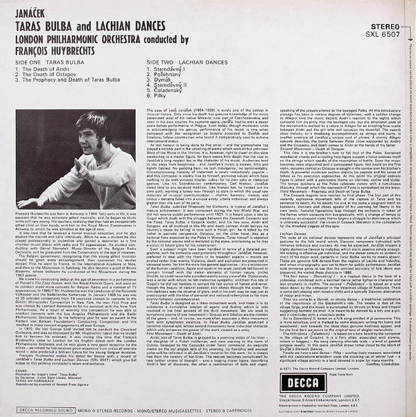 Leoš Janáček, London Philharmonic Orchestra, François Huybrechts ~ Taras Bulba / Lachian Dances (Vinyl) - Djungel & Jazz