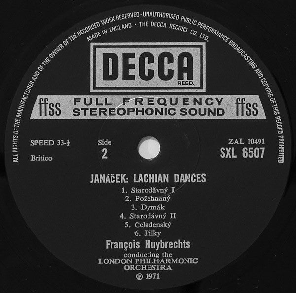 Leoš Janáček, London Philharmonic Orchestra, François Huybrechts ~ Taras Bulba / Lachian Dances (Vinyl) - Djungel & Jazz